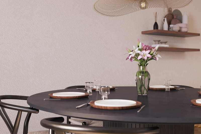 Kopparbo Matgrupp 180 cm med 6 Dastoori Matstol - 2220067-6,2223284-1 - Svart - Möbler - Bord & matgrupp - Matgrupp