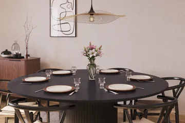 Kopparbo Matgrupp 180 cm med 6 Dastoori Matstol - 2220067-6,2223284-1 - Svart - Möbler - Bord & matgrupp - Matgrupp