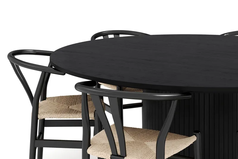 Kopparbo Matgrupp 180 cm med 6 Dastoori Matstol - 2220067-6,2223284-1 - Svart - Möbler - Bord & matgrupp - Matgrupp