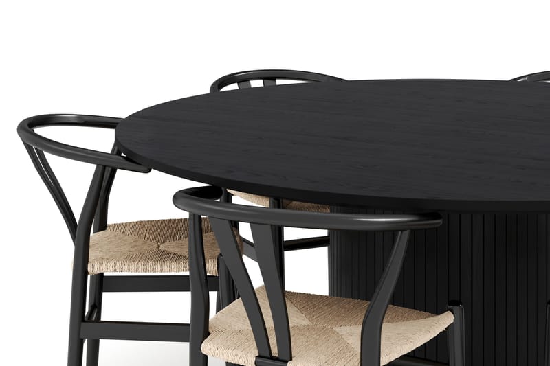 Kopparbo Matgrupp 180 cm med 6 Dastoori Matstol - 2220067-6,2223284-1 - Svart - Möbler - Bord & matgrupp - Matgrupp