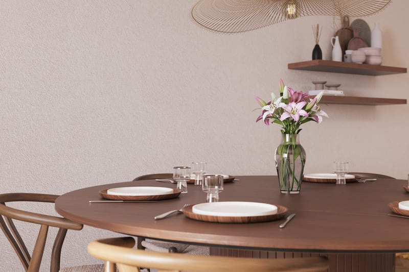 Kopparbo Matgrupp 180 cm med 6 Dastoori Matstol - 2220070-6,2223282-1 - Valtnöt - Möbler - Bord & matgrupp - Matgrupp