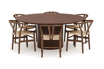 Kopparbo Matgrupp 180 cm med 6 Dastoori Matstol - 2220070-6,2223282-1 - Valtnöt - Möbler - Bord & matgrupp - Matgrupp