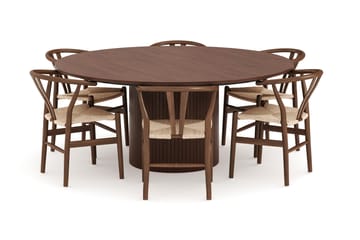 Kopparbo Matgrupp 180 cm med 6 Dastoori Matstol - 2220070-6,2223282-1 - Valtnöt - Möbler - Bord & matgrupp - Matgrupp