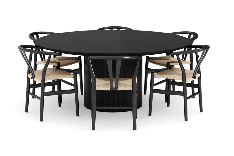 Kopparbo Matgrupp 180 cm med 6 Dastoori Matstol - Svart - Möbler - Bord & matgrupp - Matgrupp