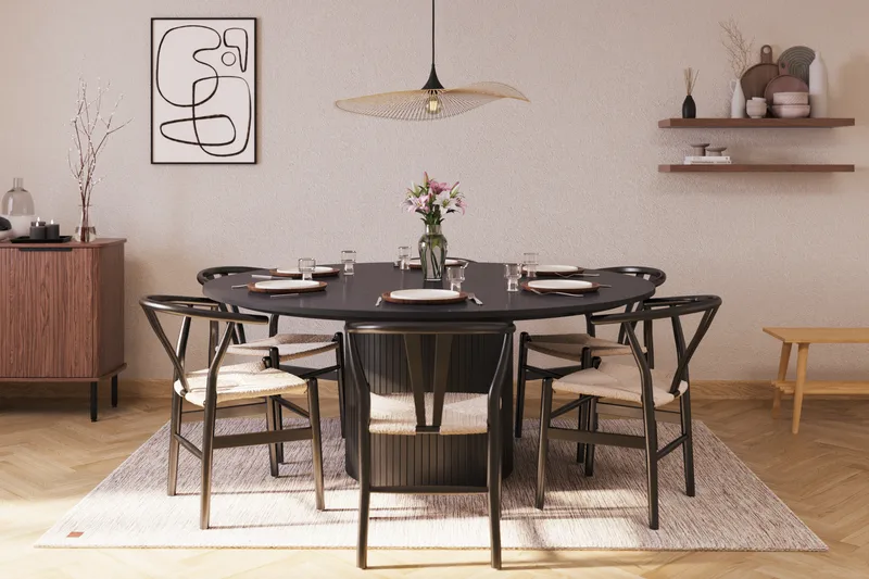 Kopparbo Matgrupp 180 cm med 6 Dastoori Matstol - Svart - Möbler - Bord & matgrupp - Matgrupp