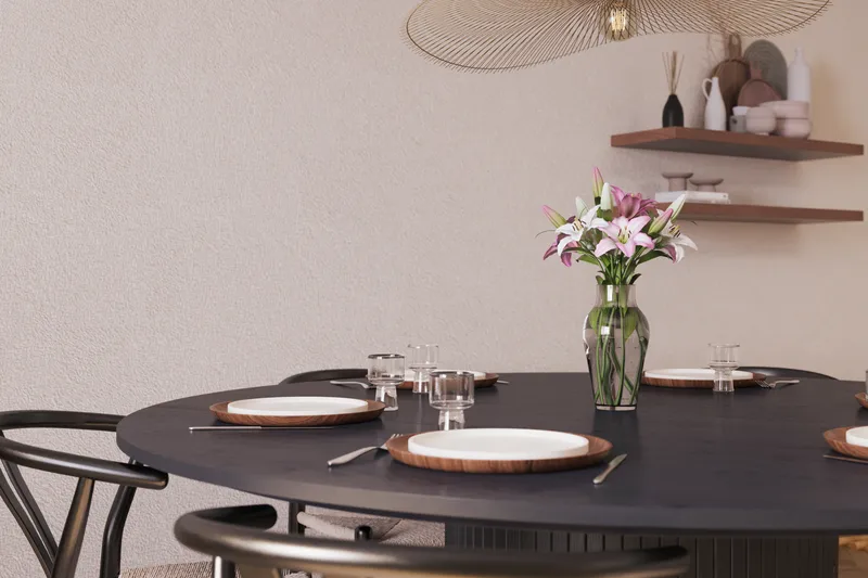 Kopparbo Matgrupp 180 cm med 6 Dastoori Matstol - Svart - Möbler - Bord & matgrupp - Matgrupp