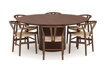 Kopparbo Matgrupp 180 cm med 6 Dastoori Matstol - Valnöt - Möbler - Bord & matgrupp - Matgrupp