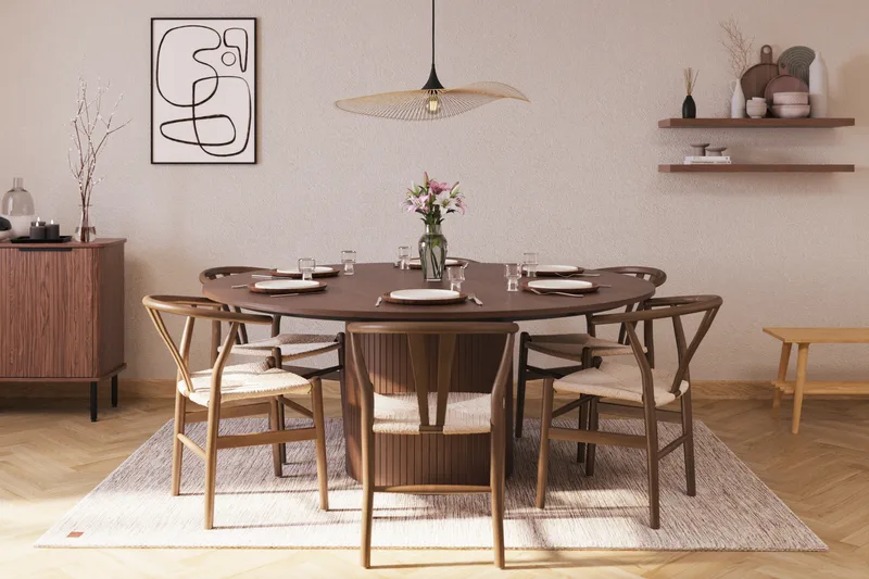 Kopparbo Matgrupp 180 cm med 6 Dastoori Matstol - Valnöt - Möbler - Bord & matgrupp - Matgrupp