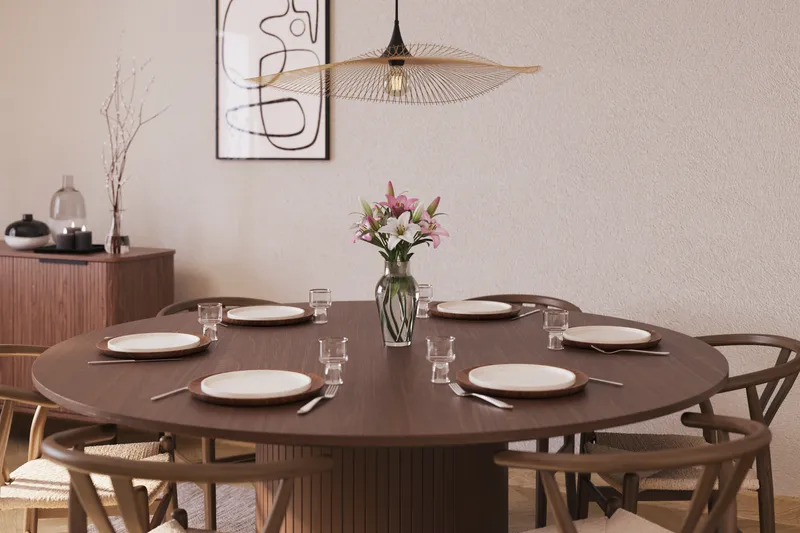 Kopparbo Matgrupp 180 cm med 6 Dastoori Matstol - Valnöt - Möbler - Bord & matgrupp - Matgrupp