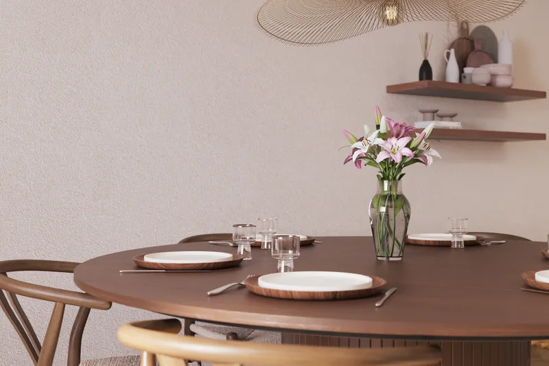 Kopparbo Matgrupp 180 cm med 6 Dastoori Matstol - Valnöt - Möbler - Bord & matgrupp - Matgrupp