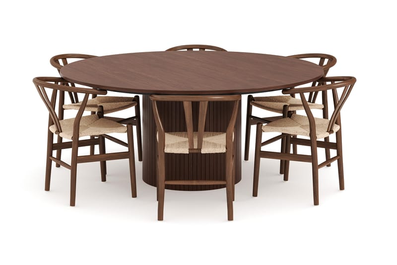 Kopparbo Matgrupp 180 cm med 6 Dastoori Matstolar - Valtnöt - Möbler - Bord & matgrupp - Matgrupp