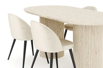 Kopparbo Matgrupp 180 cm Oval med 4 Valeri Sammetsstolar - Travetin - Möbler - Bord & matgrupp - Matgrupp