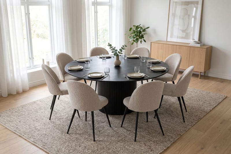 Kopparbo Matgrupp 180 cm runt med 8 Nibe Plus Mastolar - Svartlaserad ek - Möbler - Bord & matgrupp - Matgrupp