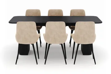 Kopparbo Matgrupp 200-206cm med 6 Alsarp Matstolar - Svart - Möbler - Bord & matgrupp - Matgrupp