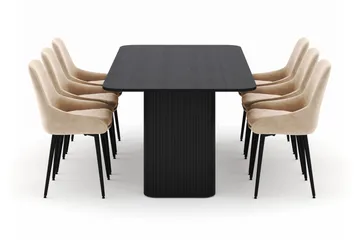 Kopparbo Matgrupp 200-206cm med 6 Alsarp Matstolar - Svart - Möbler - Bord & matgrupp - Matgrupp