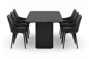 Kopparbo Matgrupp 200-206cm med 6 Alsarp Matstolar - Svart - Möbler - Bord & matgrupp - Matgrupp