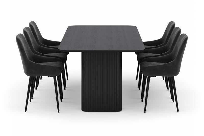 Kopparbo Matgrupp 200-206cm med 6 Alsarp Matstolar - Svart - Möbler - Bord & matgrupp - Matgrupp