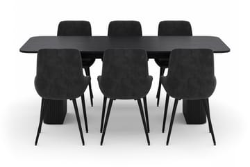 Kopparbo Matgrupp 200-206cm med 6 Alsarp Matstolar - Svart - Möbler - Bord & matgrupp - Matgrupp