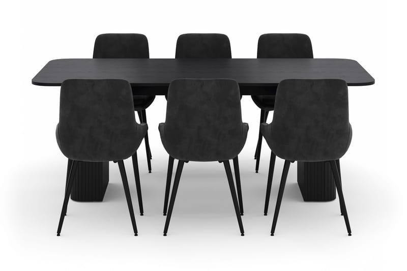 Kopparbo Matgrupp 200-206cm med 6 Alsarp Matstolar - Svart - Möbler - Bord & matgrupp - Matgrupp