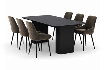 Kopparbo Matgrupp 200-206cm med 6 Alsarp Matstolar - Svart - Möbler - Bord & matgrupp - Matgrupp