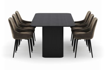 Kopparbo Matgrupp 200-206cm med 6 Alsarp Matstolar - Svart - Möbler - Bord & matgrupp - Matgrupp