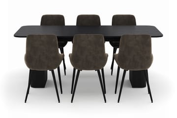 Kopparbo Matgrupp 200-206cm med 6 Alsarp Matstolar - Svart - Möbler - Bord & matgrupp - Matgrupp