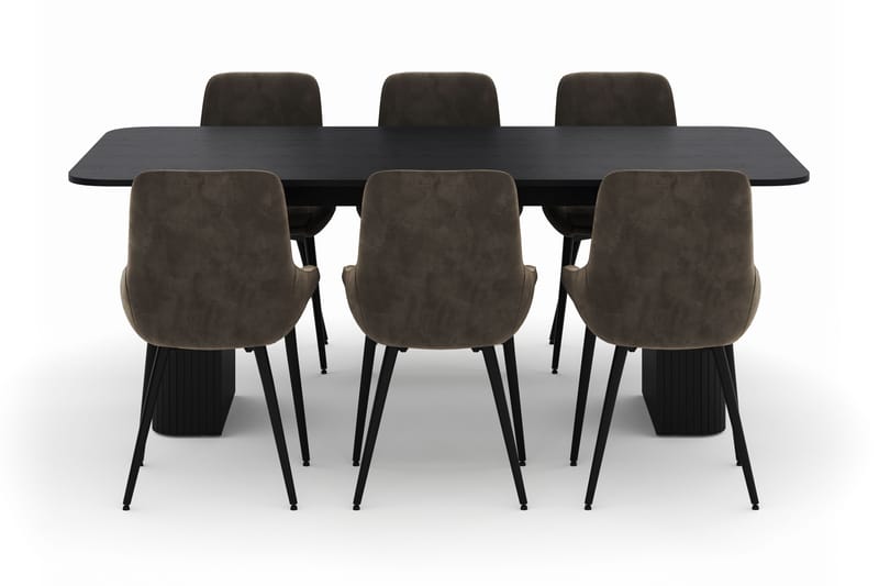 Kopparbo Matgrupp 200-206cm med 6 Alsarp Matstolar - Svart - Möbler - Bord & matgrupp - Matgrupp