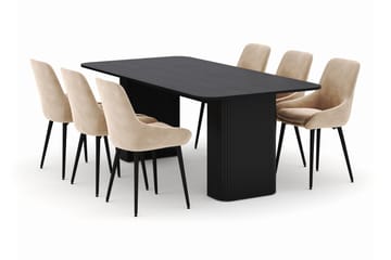 Kopparbo Matgrupp 200-206cm med 6 Alsarp Matstolar - Svart - Möbler - Bord & matgrupp - Matgrupp