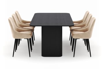 Kopparbo Matgrupp 200-206cm med 6 Alsarp Matstolar - Svart - Möbler - Bord & matgrupp - Matgrupp