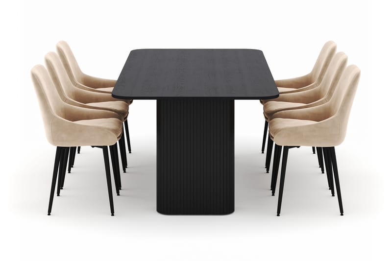 Kopparbo Matgrupp 200-206cm med 6 Alsarp Matstolar - Svart - Möbler - Bord & matgrupp - Matgrupp