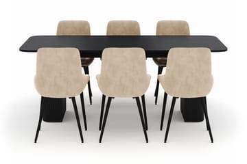 Kopparbo Matgrupp 200-206cm med 6 Alsarp Matstolar - Svart - Möbler - Bord & matgrupp - Matgrupp