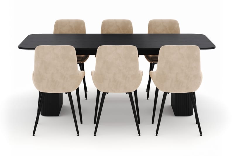 Kopparbo Matgrupp 200-206cm med 6 Alsarp Matstolar - Svart - Möbler - Bord & matgrupp - Matgrupp