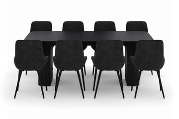 Kopparbo Matgrupp 200-206cm med 8 Alsarp Matstolar - Svart - Möbler - Bord & matgrupp - Matgrupp