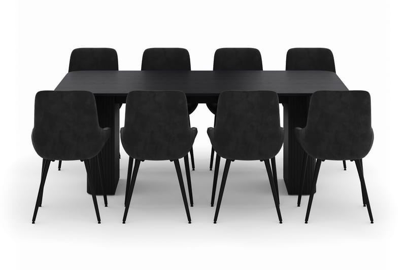 Kopparbo Matgrupp 200-206cm med 8 Alsarp Matstolar - Svart - Möbler - Bord & matgrupp - Matgrupp