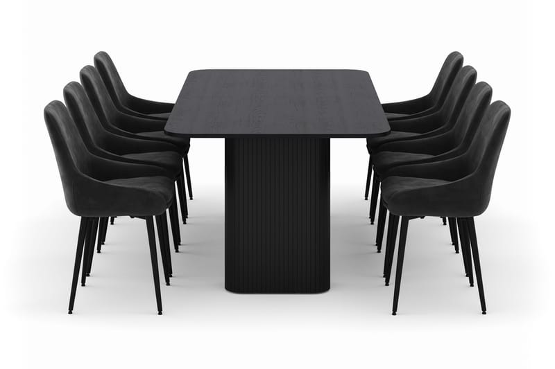 Kopparbo Matgrupp 200-206cm med 8 Alsarp Matstolar - Svart - Möbler - Bord & matgrupp - Matgrupp