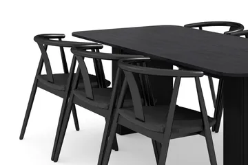 Kopparbo Matgrupp 200-260 cm Förlängningsbart med 6 Cytie Karmstolar - Svart - Möbler - Bord & matgrupp - Matgrupp