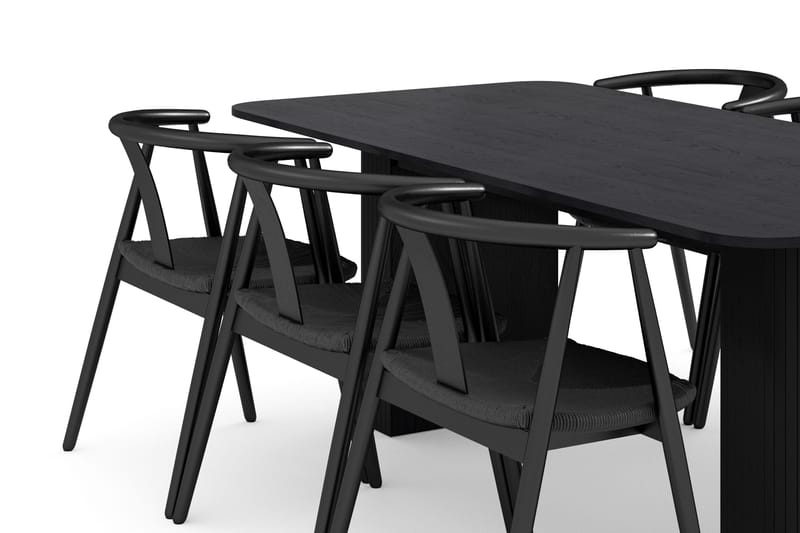 Kopparbo Matgrupp 200-260 cm Förlängningsbart med 6 Cytie Karmstolar - Svart - Möbler - Bord & matgrupp - Matgrupp
