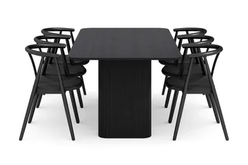 Kopparbo Matgrupp 200-260 cm Förlängningsbart med 6 Cytie Karmstolar - Svart - Möbler - Bord & matgrupp - Matgrupp