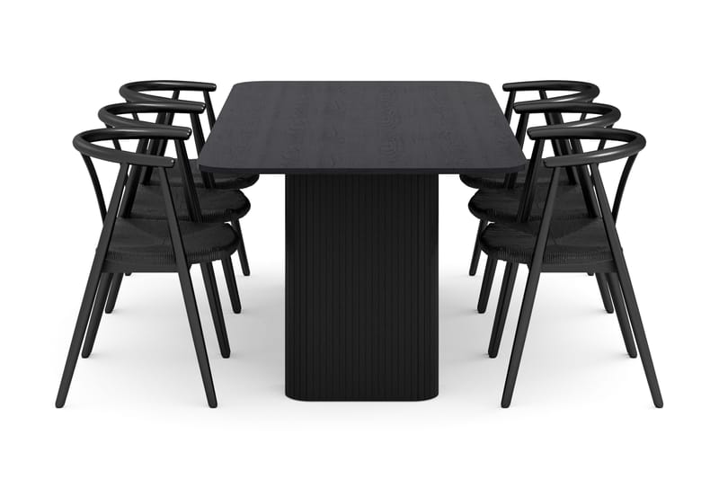 Kopparbo Matgrupp 200-260 cm Förlängningsbart med 6 Cytie Karmstolar - Svart - Möbler - Bord & matgrupp - Matgrupp