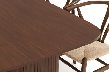 Kopparbo Matgrupp 200 cm med 6 Dastoori Matstol - Brun / Beige / Trä / Ribbad - Möbler - Bord & matgrupp - Matgrupp