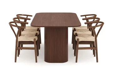 Kopparbo Matgrupp 200 cm med 6 Dastoori Matstol - Brun - Möbler - Bord & matgrupp - Matgrupp