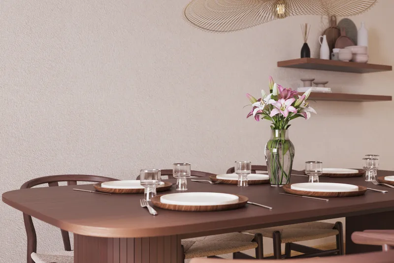 Kopparbo Matgrupp 200 cm med 6 Dastoori Matstol - Brun - Möbler - Bord & matgrupp - Matgrupp