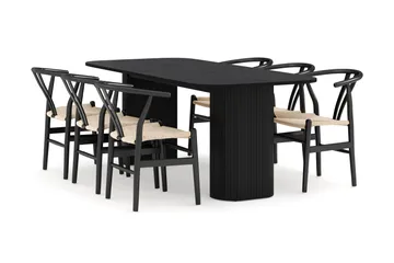 Kopparbo Matgrupp 200 cm med 6 Dastoori Matstol - Svart - Möbler - Bord & matgrupp - Matgrupp