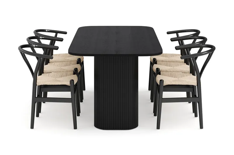 Kopparbo Matgrupp 200 cm med 6 Dastoori Matstol - Svart - Möbler - Bord & matgrupp - Matgrupp