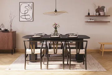 Kopparbo Matgrupp 200 cm med 6 Dastoori Matstol - Svart - Möbler - Bord & matgrupp - Matgrupp