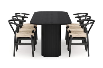 Kopparbo Matgrupp 200 cm med 6 Dastoori Matstolar - Svart - Möbler - Bord & matgrupp - Matgrupp