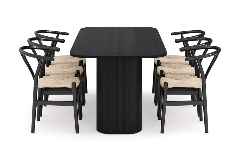 Kopparbo Matgrupp 200 cm med 6 Dastoori Matstolar - Svart - Möbler - Bord & matgrupp - Matgrupp