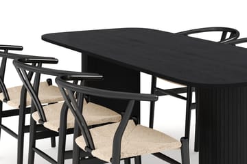 Kopparbo Matgrupp 200 cm med 6 Dastoori Matstolar - Svart - Möbler - Bord & matgrupp - Matgrupp