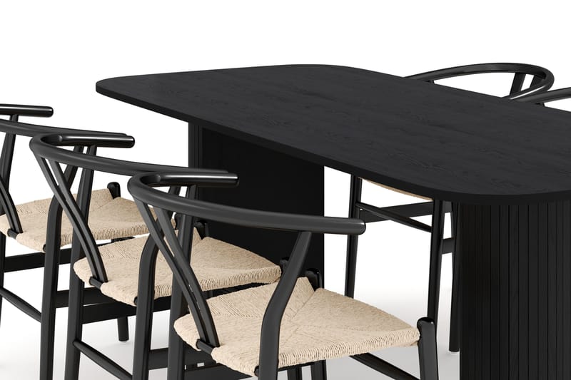 Kopparbo Matgrupp 200 cm med 6 Dastoori Matstolar - Svart - Möbler - Bord & matgrupp - Matgrupp