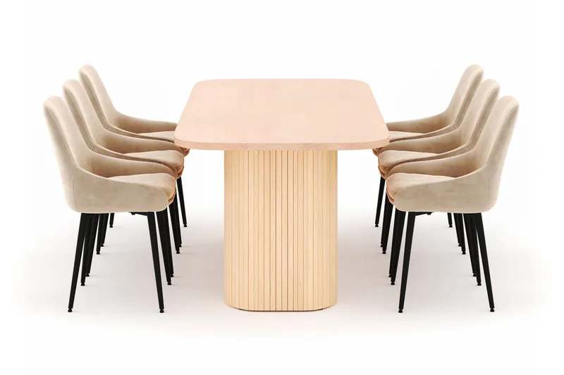 Kopparbo Matgrupp 200x90cm med 6 Alsarp Matstolar - Natural - Möbler - Bord & matgrupp - Matgrupp